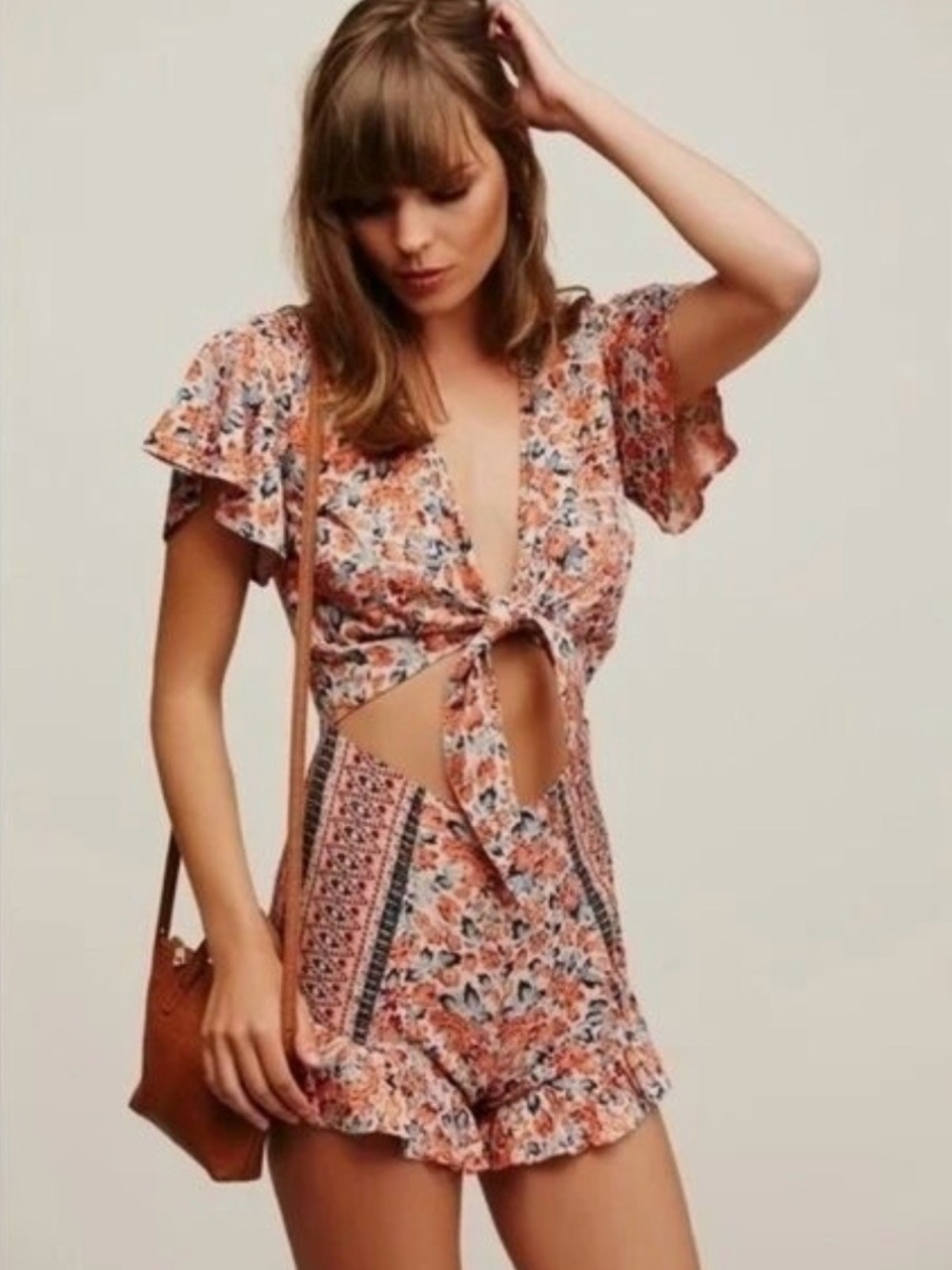Free People Surf Date Sexy Floral Romper Festival One Piece Size Small